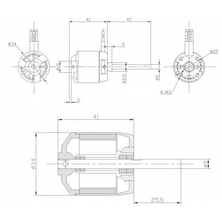 Draft electric motor DM2620 KV1000 engine | Scientific-MHD