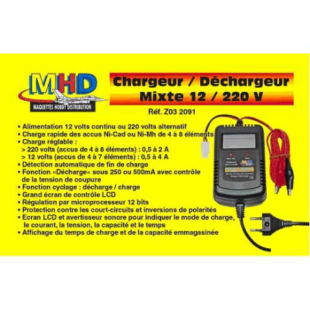 Chargeur pour accu pour appareil radiocommandé CHARGEUR DECHARGEUR 12-220V