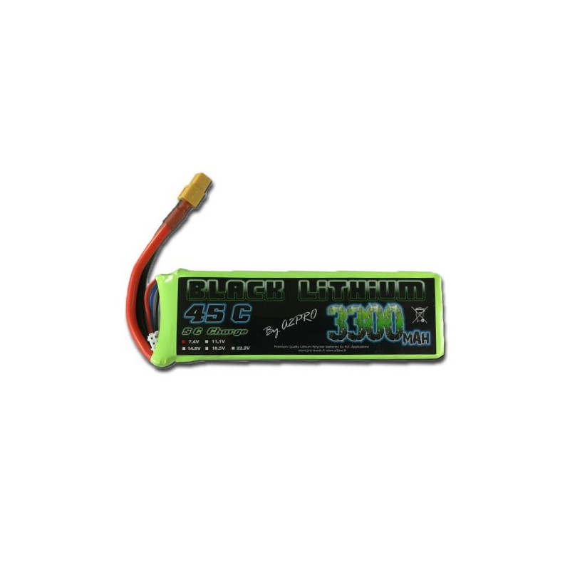 Accu LIPO pour appareil radiocommandé Accu LiPo Black Lithium 3300mAh 45C 2S