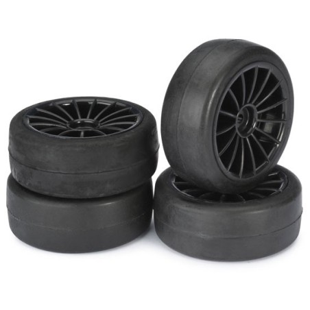 Accessoires pour voiture radiocommandée Jeu de roues slick noir 1/10 Accessoires pour voiture radiocommandée Jeu de roues slick noir 1/10