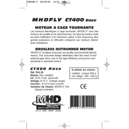 Moteur électrique radiocommandé CT400 RACE CAGE TOURNANTE