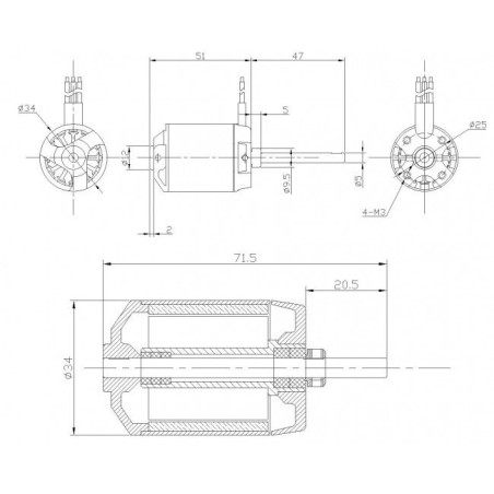 Draft electric motor DM2630 kv600 engine | Scientific-MHD