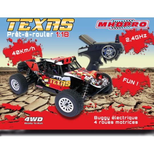 Voiture électrique radiocommandée TEXAS Buggy EP RTR 1/18 Voiture électrique radiocommandée TEXAS Buggy EP RTR 1/18