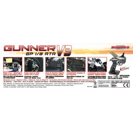 Radio -controlled thermal car Combo Gunner V3 GP RTR 1/8 | Scientific-MHD