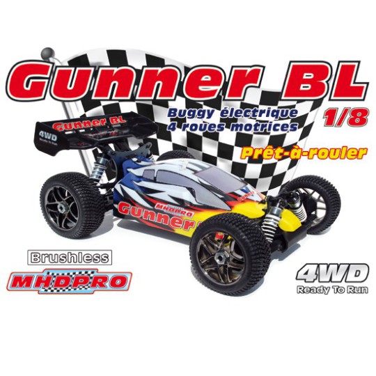 Voiture électrique radiocommandée GUNNER V2 BL RTR 1/8 A Voiture électrique radiocommandée GUNNER V2 BL RTR 1/8 A