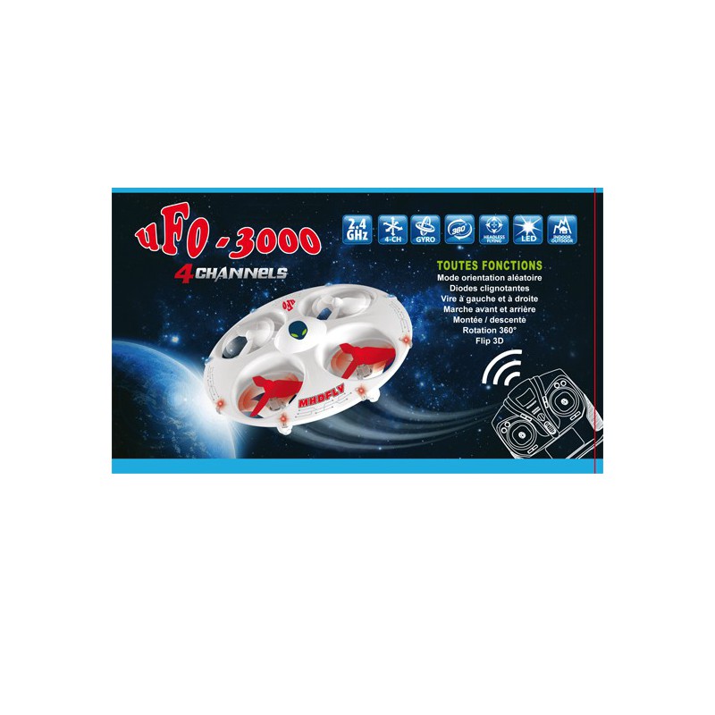 Drone radiocommandé pour débutant UFO 3000 Soucoupe Volante Blanche