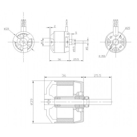 Draft electric motor DM2815 KV1100 engine | Scientific-MHD