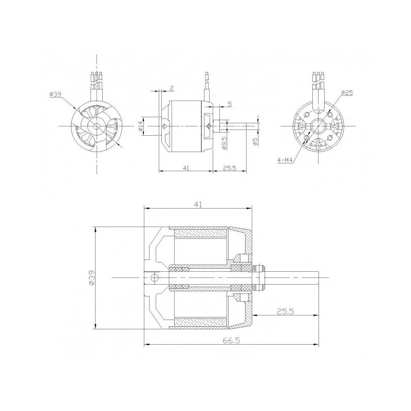 Moteur électrique radiocommandé Moteur DM2820 Kv950