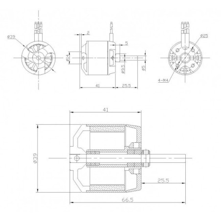 Moteur électrique radiocommandé Moteur DM2820 Kv950