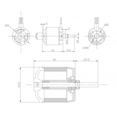 Draft electric motor DM2825 KV950 engine | Scientific-MHD