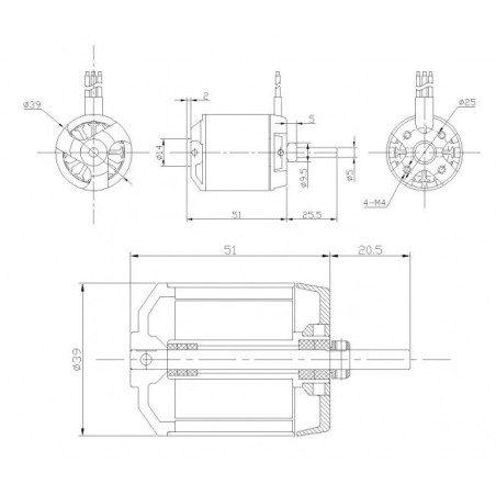 Draft electric motor DM2831 KV780 engine | Scientific-MHD