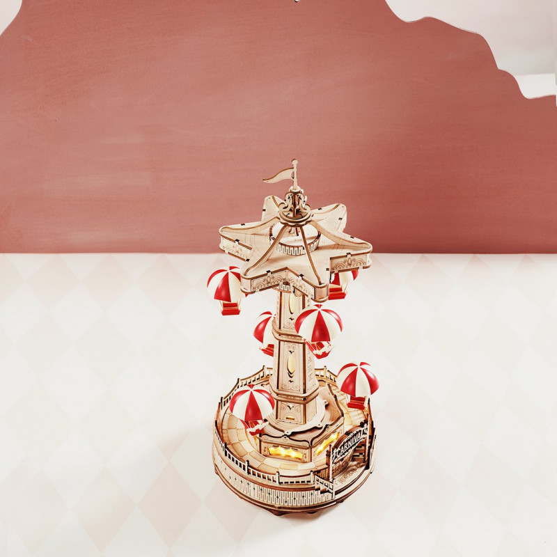 Puzzle 3D mécanique intermédiaire Manège à parachutes musical et lumineux Puzzle 3D mécanique intermédiaire Manège à parachutes musical et lumineux