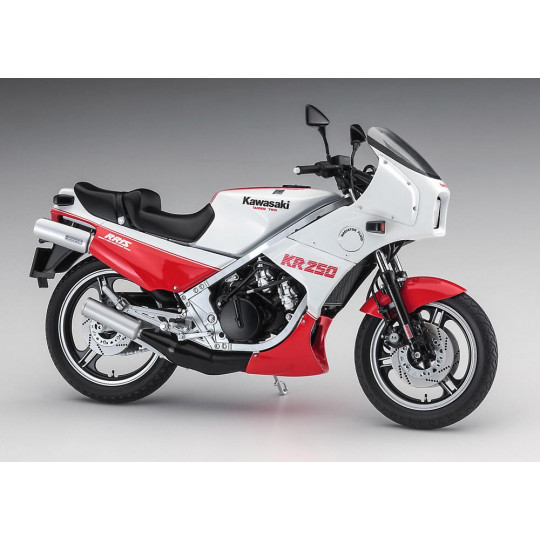 Maquette plastique de moto Kawasaki KR250(KR250A) “Blanche/Rouge” 1:12 Maquette plastique de moto...