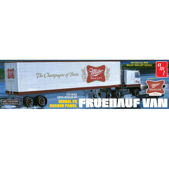 Plastikmodell des Fruehauf 40-Fuß-Anhängers "Miller Bier" 1:25 Plastikmodell des Fruehauf...