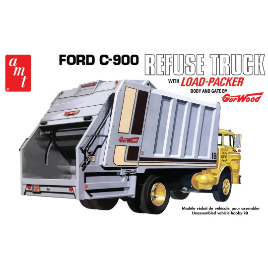 Plastikmodell des Müllwagens Ford C-900 Gar Wood Müllabfuhr 1:25 Plastikmodell des...