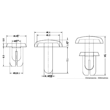 Nieten Nylon Nieten 3 mm/6,5 mm Nietbemerkung (8 Stcs) | Scientific-MHD