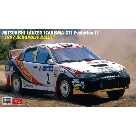 Maquette plastique de voiture Mitsubishi Carisma GT Evolution IV « Rallye de l’Acropole 19997 » 1:24 Maquette plastique de...