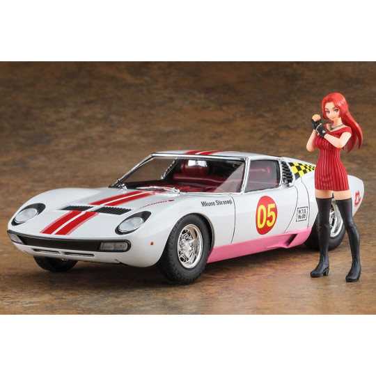 Maquette plastique de voiture Lamborghini Miura P400 avec Figurine Mikumo Shiranagi SP544 1:24 Maquette plastique de...