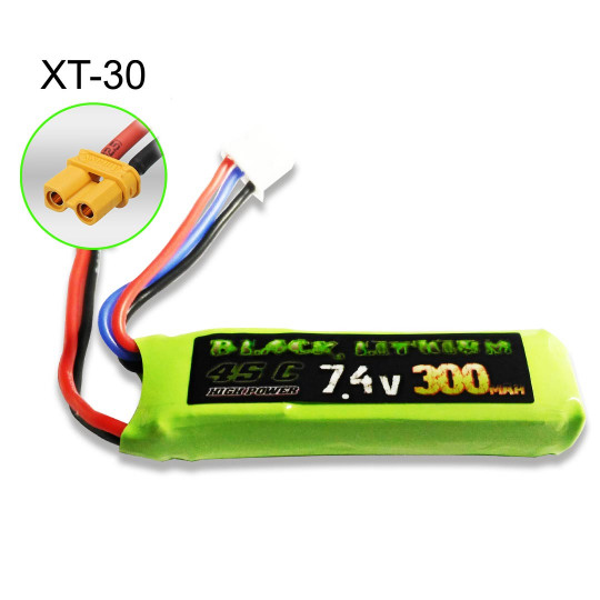 Lipo Bati für radio -kontrollierte Lipo Black Lithium 300mah 45c 2s XT-30 Lipo Bati für radio...