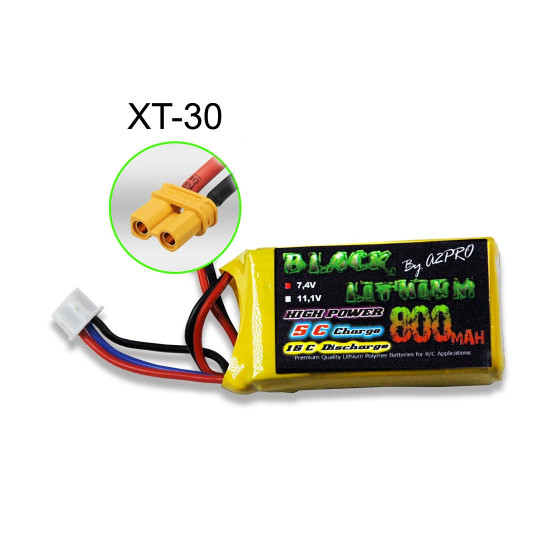 Lipo -Batterie für radiogesteuerte Lipo -Black-Lithium 800mAh 15c 2S XT-30 Lipo -Batterie für...