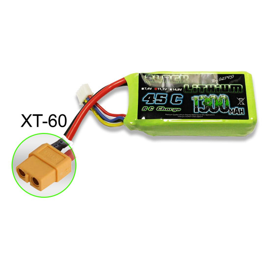 Lipo -Batterie für funkgesteuerte Lipo -Black-Lithium 1300mah 45c 3s XT-60 Lipo -Batterie für...