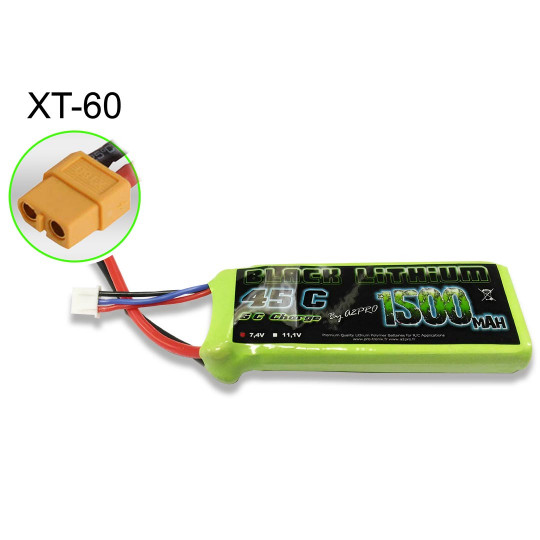 Lipo Bati für Radio -kontrollierte Lipo Black Lithium 1500mah 45c 2s XT-60 Lipo Bati für Radio...