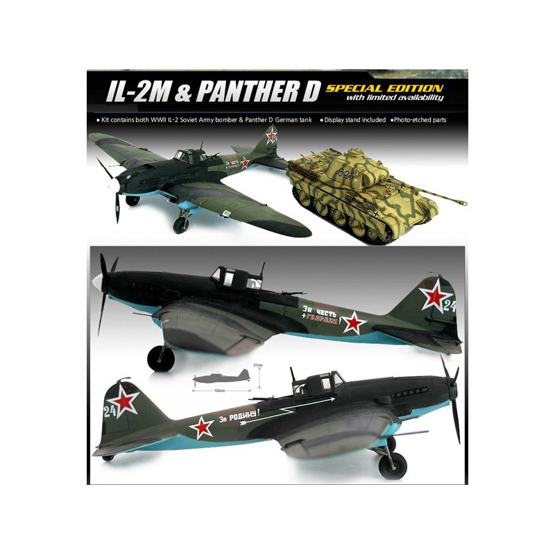 Maquette d'avion en plastique IL-2M & Panther D 1/72 Maquette d'avion en plastique IL-2M & Panther D 1/72