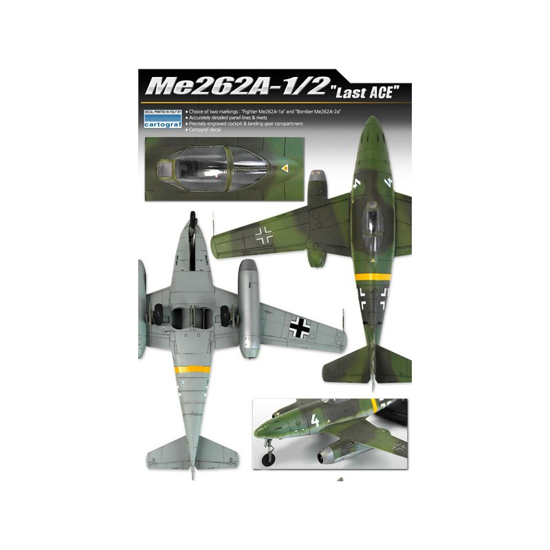 Maquette d'avion en plastique Me 262A-1/2 Last Ace 1/72