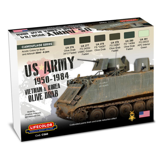 Peinture acrylique Set Vert Olive de l’armée américaine de 1950 à 1984 Peinture acrylique Set Vert...
