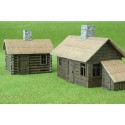 Maquette Diorama montéee et peinte 2 COTTAGE BOIS PEINTS 1/144