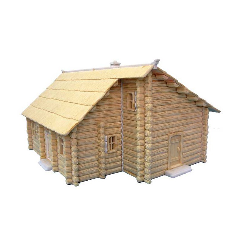 Maquette Diorama montéee et peinte 2 MAISONS RUSSES EN BOIS1/72