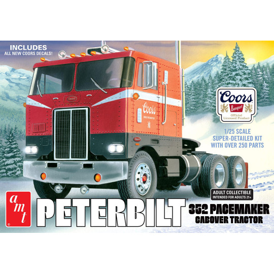 Maquette de camion en plastique Peterbilt 352 Pacemaker Coe Coors Beer 1:25 Maquette de camion en...