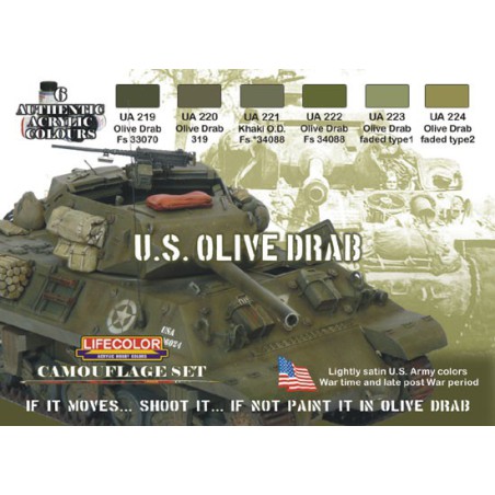 Acrylic paint set camoufage 6 olive drab | Scientific-MHD