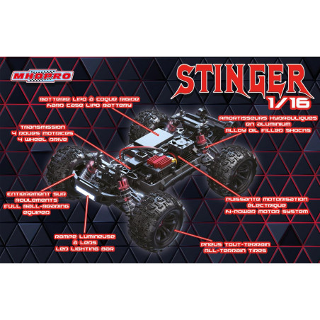 copy of Elektrisch ferngesteuertes Auto MINI MHD STINGER Monster BL 4WD  1:16 - Scientific-MHD