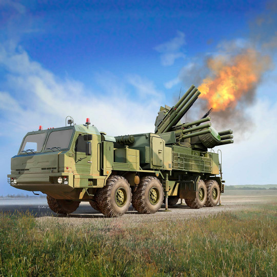 Plastikmodell eines russischen Lastwagens 72V6 of 96k6 Pantsir-S1 SPAAGM BAZ-6909 1:35 Plastikmodell eines...