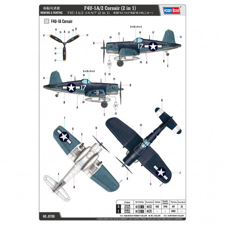 Maquette d'avion en plastique F4U-1A/2 1:48