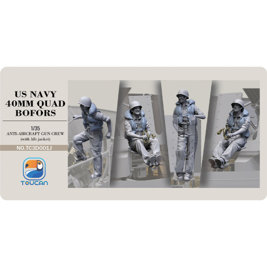 US NAVY 40MM QUAD BOFORS Flugabwehrkanonenbesatzung mit Rettungswesten Set 1J 1:35 US NAVY 40MM QUAD BOFORS...