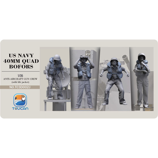 Figurine US NAVY 40MM QUAD BOFORS équipage de canon antiaérien avec gilets de sauvetage set 2J 1:35 Figurine US NAVY 40MM QUAD...