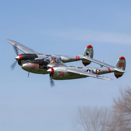 Avion électrique radiocommandé P-38L LIGHTNING SILVER 1600mm PNP Avion électrique...