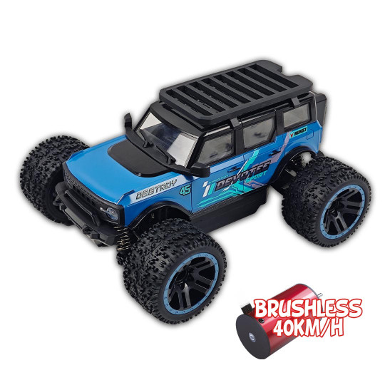 Voiture électrique radiocommandée Micro MHD Extreme Big Foot Bleu 1:20 BRUSHLESS RTR Voiture électrique...