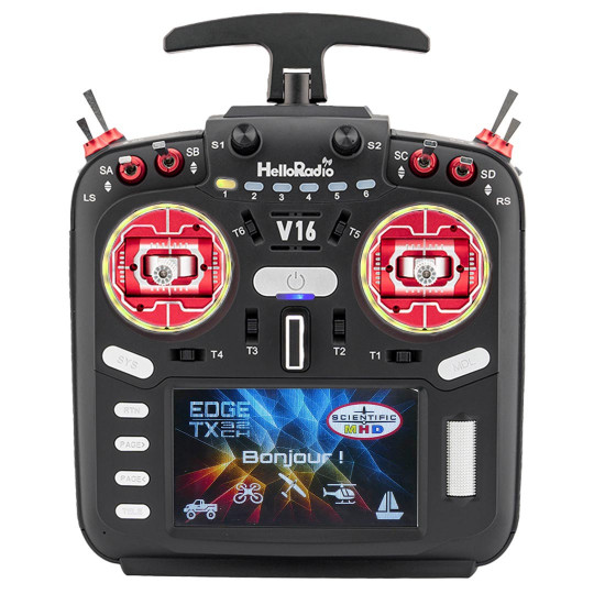 Emetteur de radiocommande V16 MAX 4en1 Mode 1 rouge Emetteur de radiocommande...