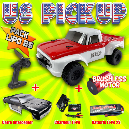 Voiture électrique radiocommandée US PICK UP Combo 2S 1:10 XL Voiture électrique...