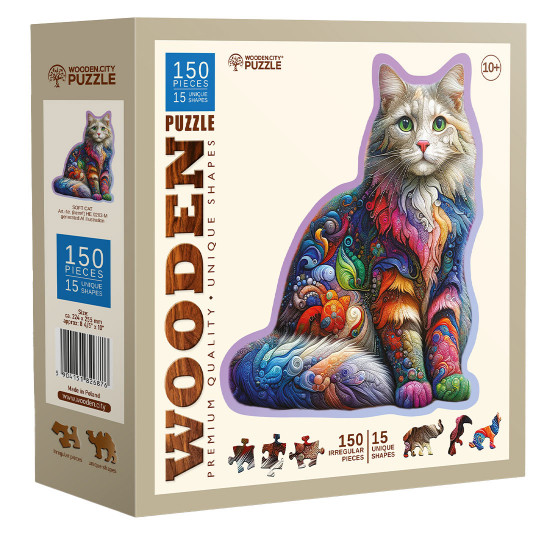 Chat Arc en Ciel Puzzle Animaux 150/15 Wooden City Chat Arc en Ciel Puzzle...