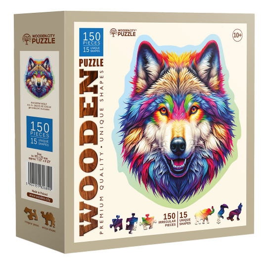 Loup Arc en Ciel Puzzle Animaux 150/15 Wooden City Loup Arc en Ciel Puzzle...