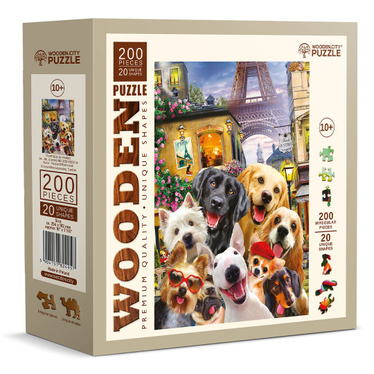 Puppies in Paris Puzzle Animaux 200/20 Wooden City Puppies in Paris Puzzle...