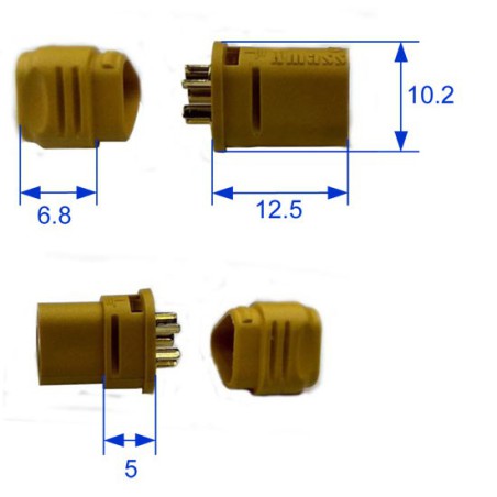 Chargeur pour accu pour appareil radiocommandé Connecteur MT30 3 pôles M+F (1 paire)