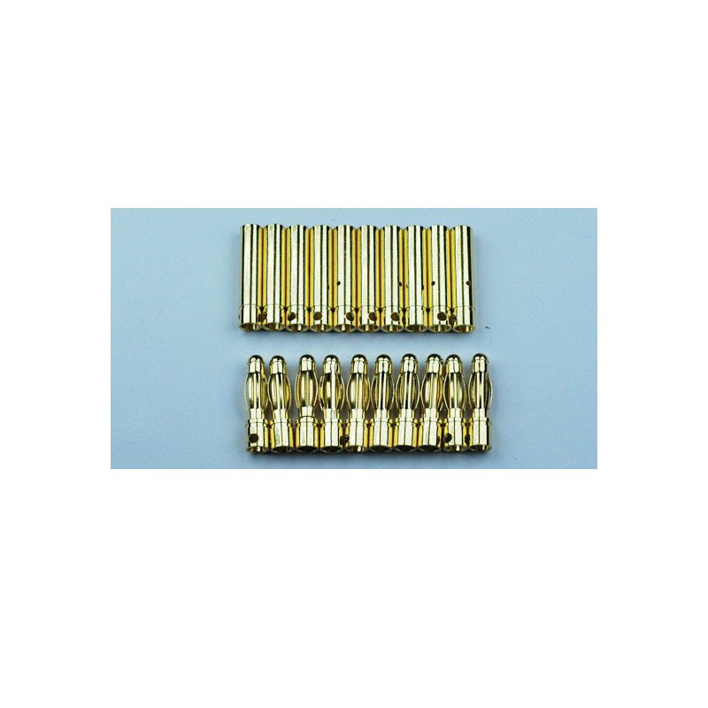 Chargeur pour accu pour appareil radiocommandé Contacts cylindriques 4mm or M+F 10 paires