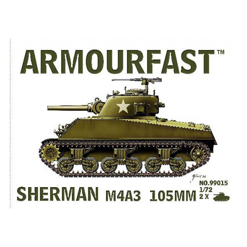 Maquette de Char en plastique SHERMAN M4 A3 105 mm (2p) 1/72