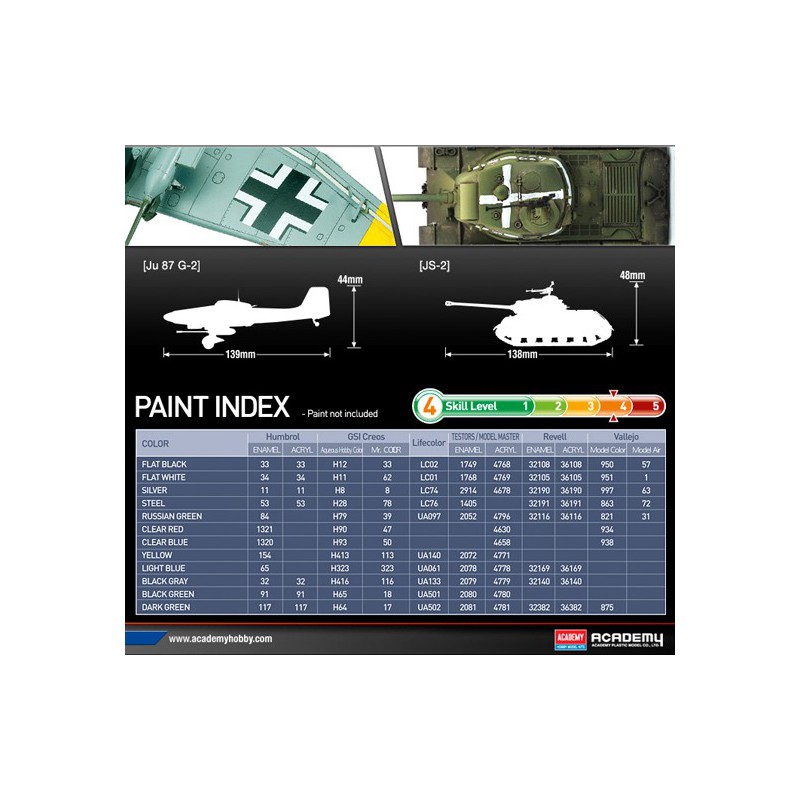 Maquette d'avion en plastique JU 87B-2 + JS-2 1/72 Maquette d'avion en plastique JU 87B-2 + JS-2 1/72