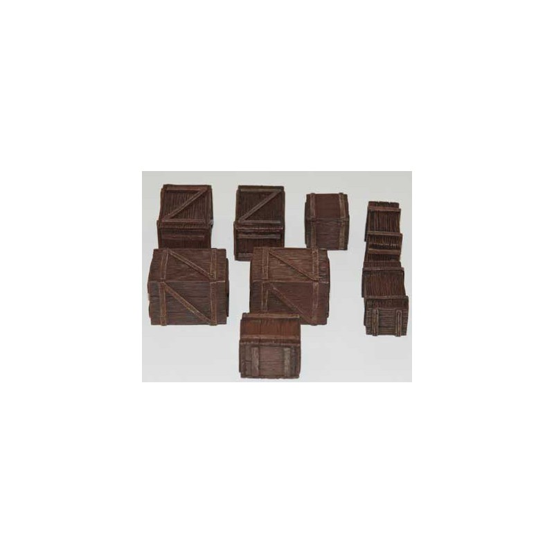 Maquette Diorama montéee et peinte CAISSES EN BOIS (8 pcs) 1/48